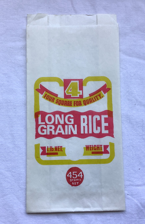 1950s New Zealand Four Square paper rice bag